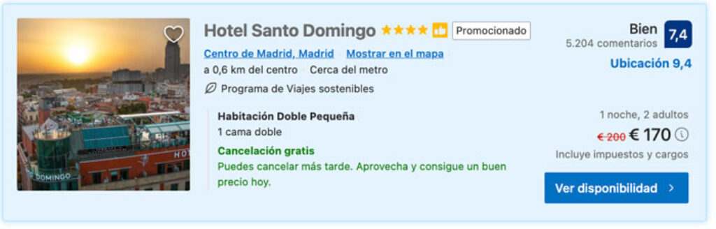 Hotel Santo Domingo en Madrid - Descuento Booking
